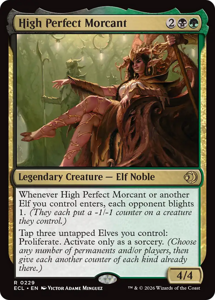 High Perfect Morcant - Rare Legendary Creature — Elf Noble card from Lorwyn Eclipsed