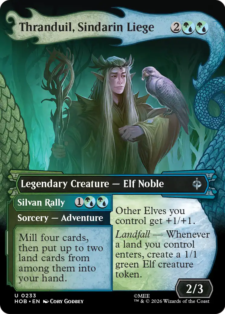 Thranduil, Sindarin Liege // Silvan Rally - Uncommon Sorcery — Adventure card from The Hobbit