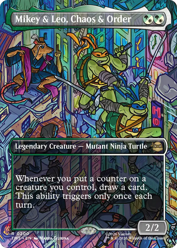 Mikey & Leo, Chaos & Order - Rare Legendary Creature — Mutant Ninja Turtle card from Teenage Mutant Ninja Turtles