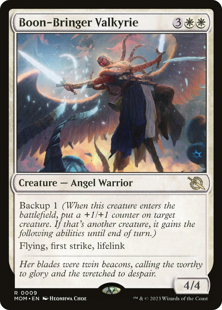 Boon-Bringer Valkyrie - Rare Creature — Angel Warrior card from March of the Machine