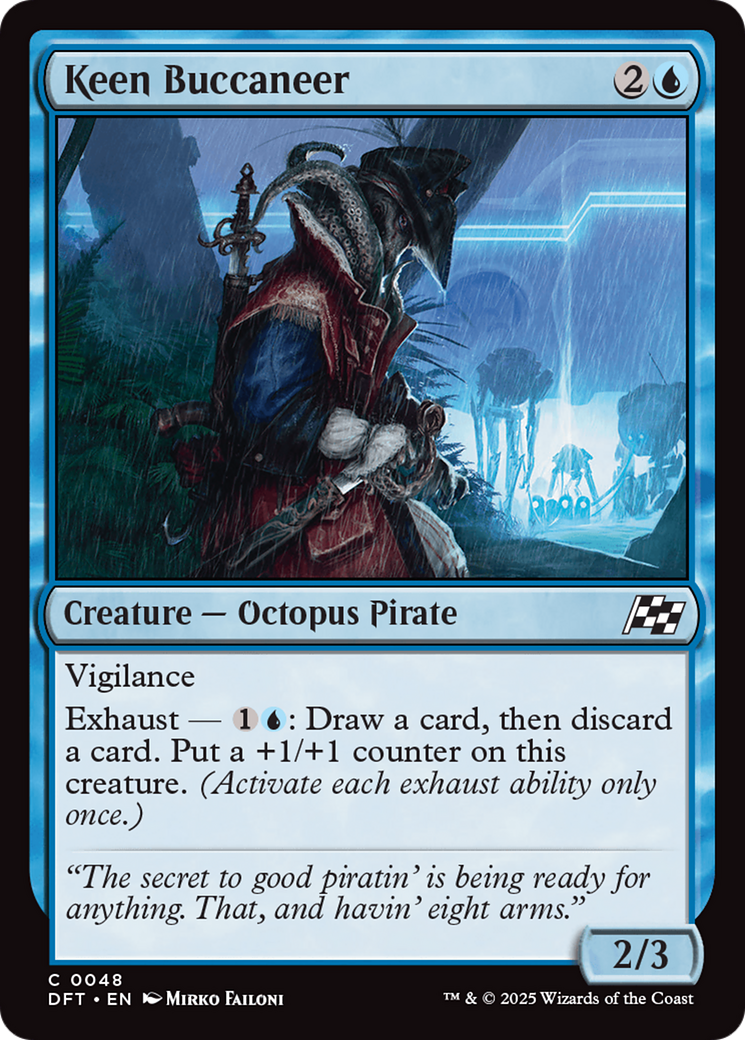 Keen Buccaneer - Common Creature — Octopus Pirate card from Aetherdrift