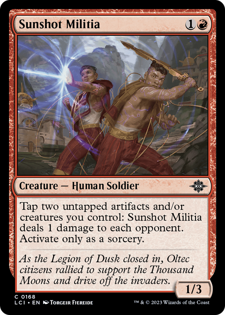 Sunshot Militia - Common Creature — Human Soldier card from The Lost Caverns of Ixalan