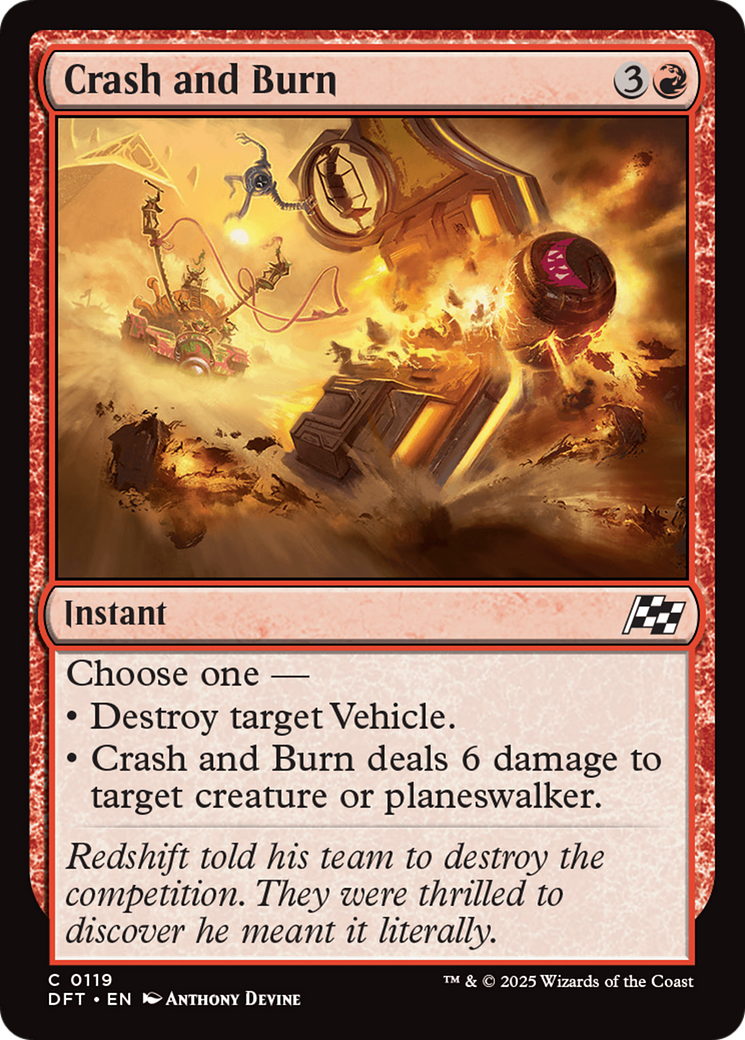 Crash and Burn - Common Instant card from Aetherdrift