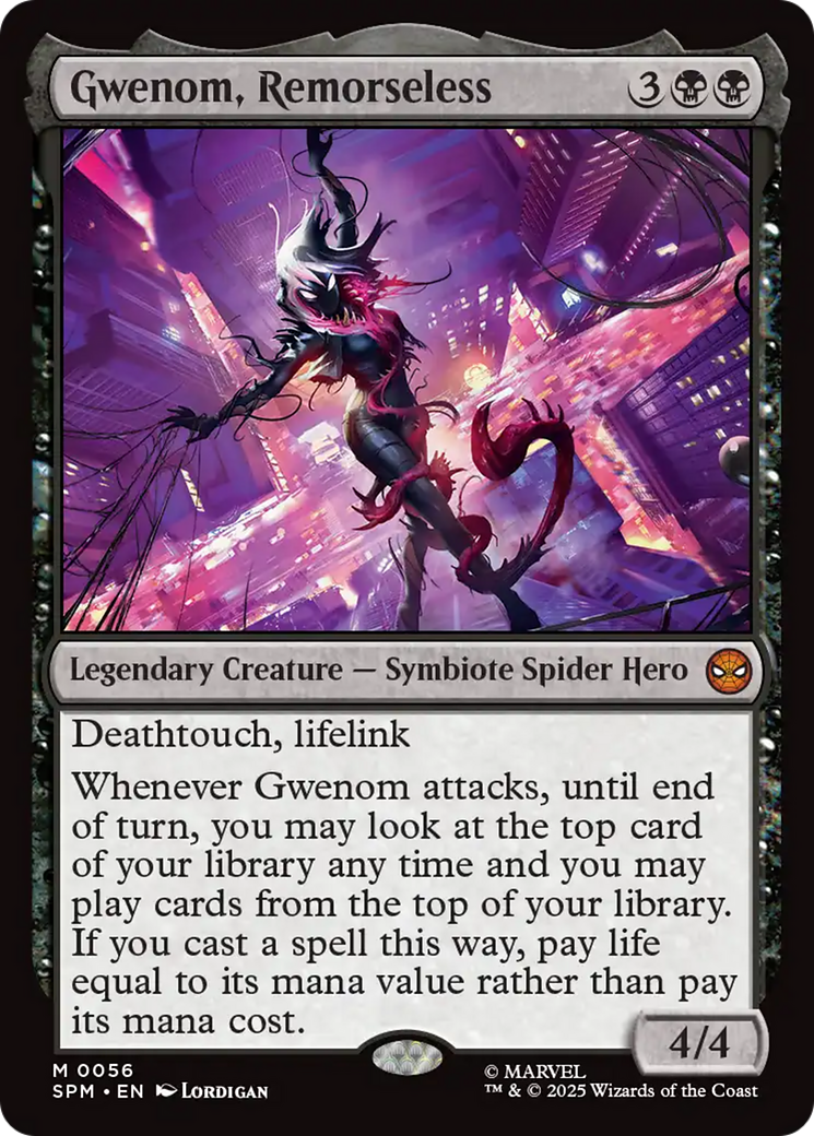 Gwenom, Remorseless - Mythic Legendary Creature — Symbiote Spider Hero card from Marvel's Spider-Man