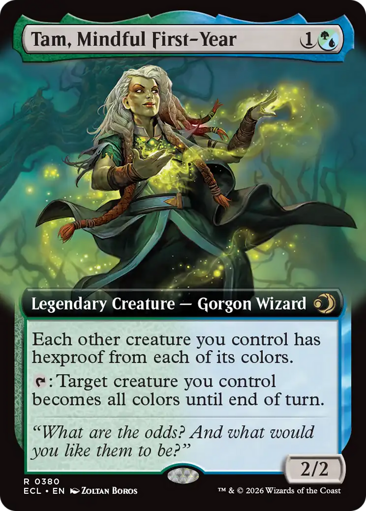 Tam, Mindful First-Year - Rare Legendary Creature — Gorgon Wizard card from Lorwyn Eclipsed
