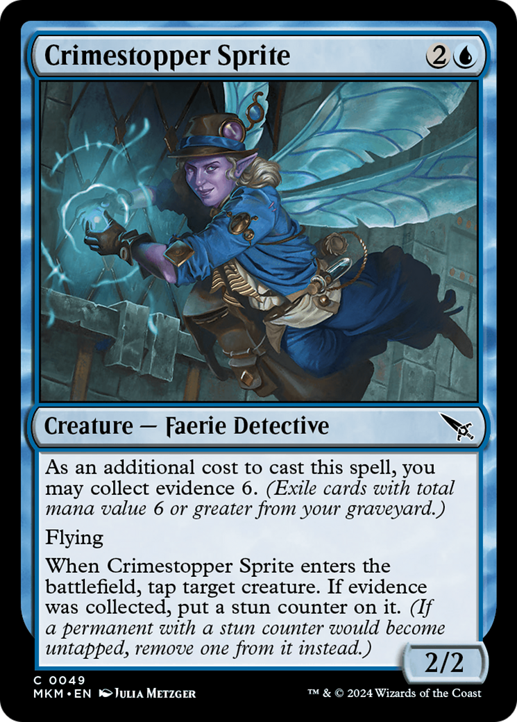 Crimestopper Sprite - Common Creature — Faerie Detective card from Murders at Karlov Manor