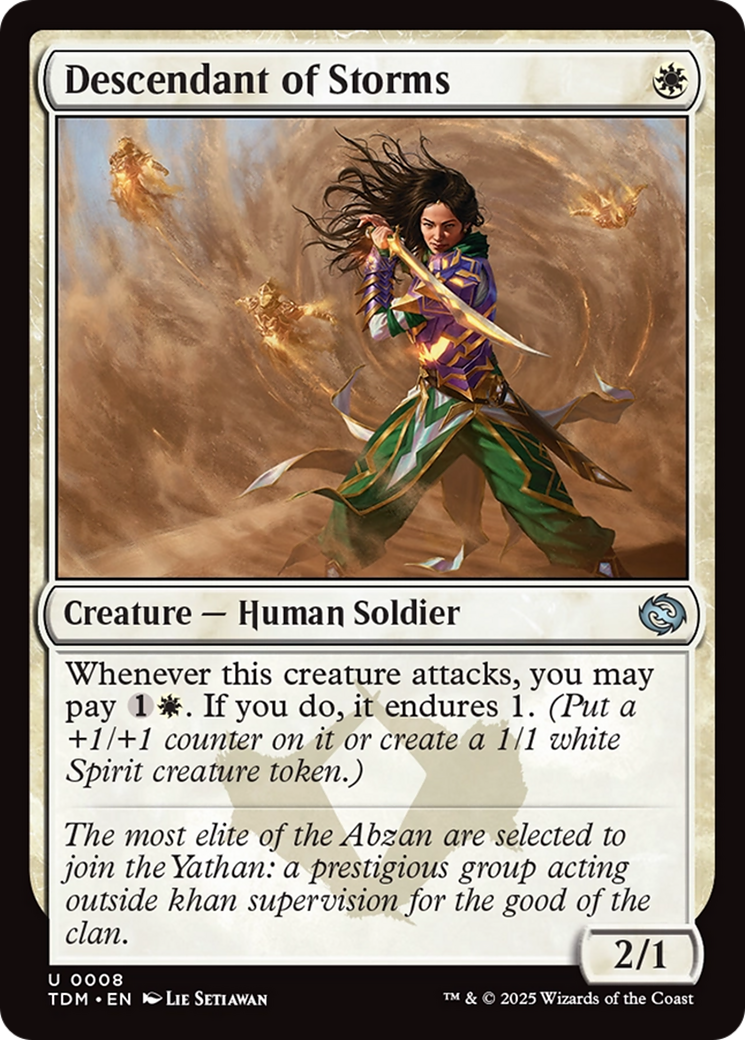 Descendant of Storms - Uncommon Creature — Human Soldier card from Tarkir: Dragonstorm