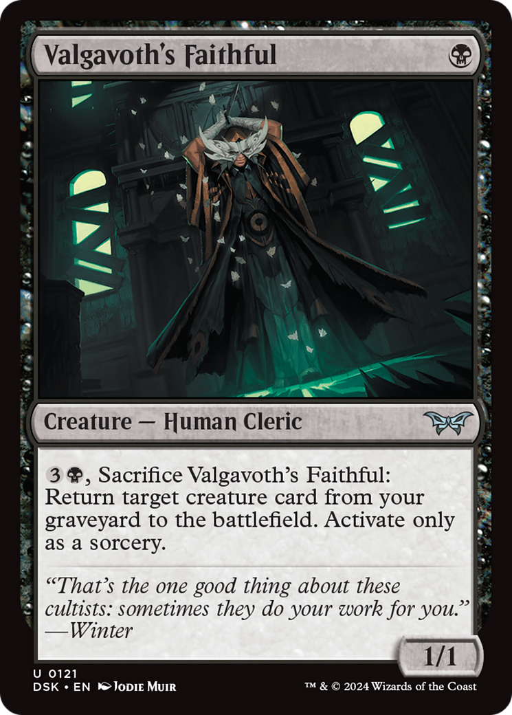 Valgavoth's Faithful - Uncommon Creature — Human Cleric card from Duskmourn: House of Horror