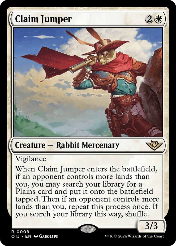 Claim Jumper - Rare Creature — Rabbit Mercenary card from Outlaws of Thunder Junction