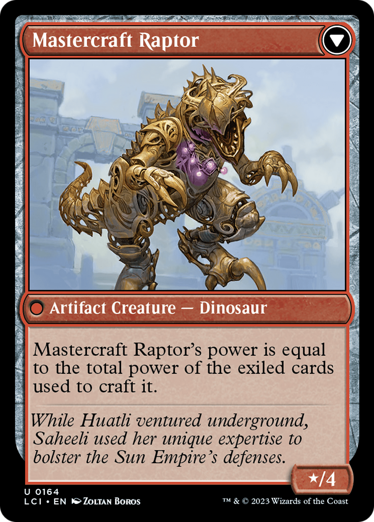 Back face of Saheeli's Lattice // Mastercraft Raptor - Artifact Creature — Dinosaur card