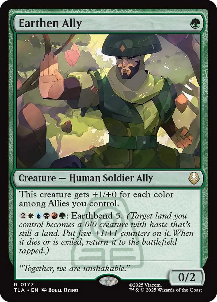 Earthen Ally - Rare Creature — Human Soldier Ally card from Avatar: The Last Airbender