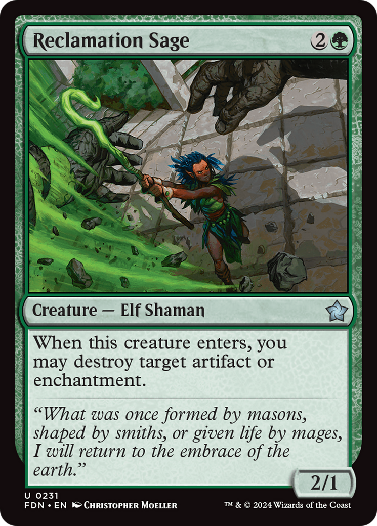 Reclamation Sage - Uncommon Creature — Elf Shaman card from Foundations