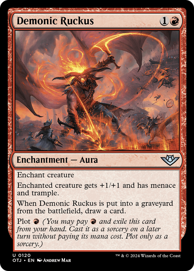 Demonic Ruckus - Uncommon Enchantment — Aura card from Outlaws of Thunder Junction