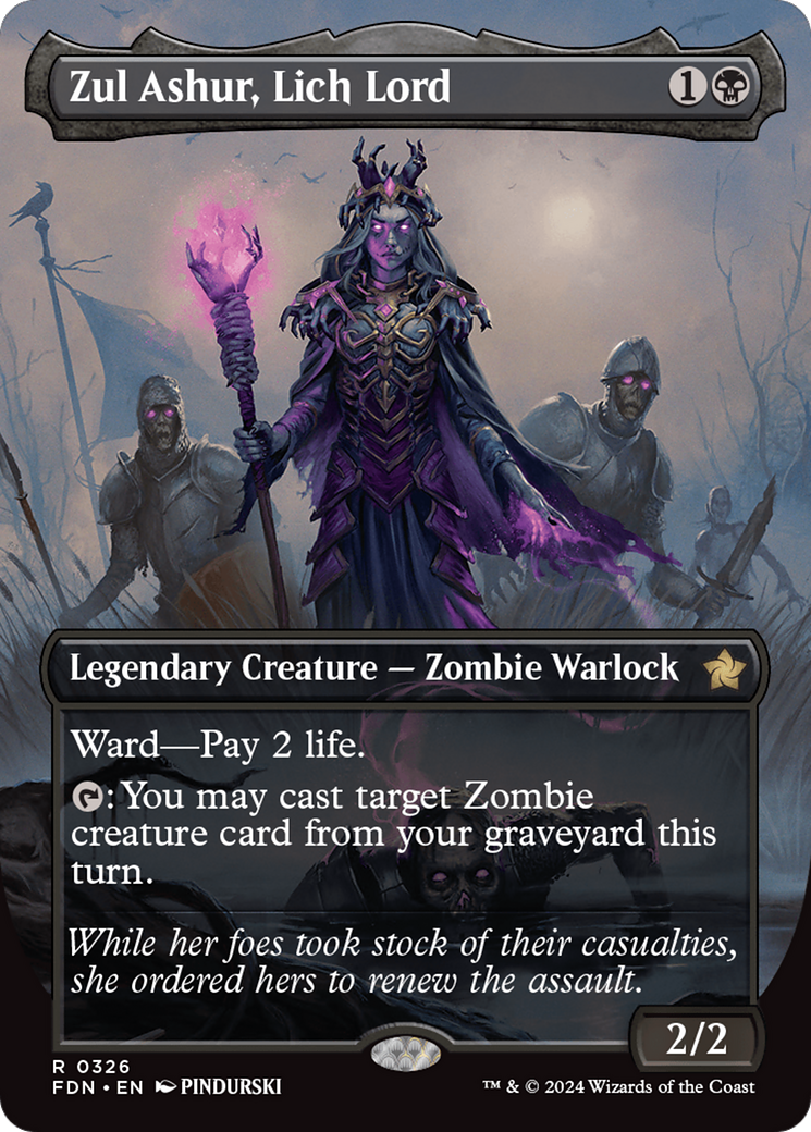 Zul Ashur, Lich Lord - Rare Legendary Creature — Zombie Warlock card from Foundations