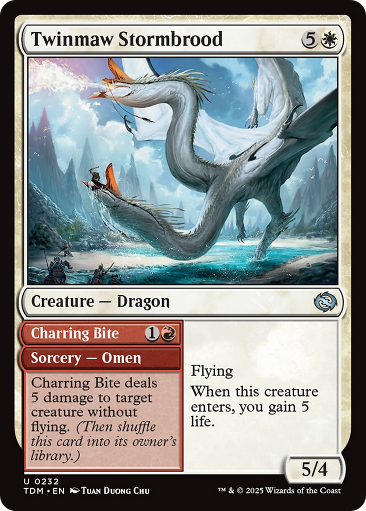 Twinmaw Stormbrood // Charring Bite - Uncommon Creature — Dragon card from Tarkir: Dragonstorm