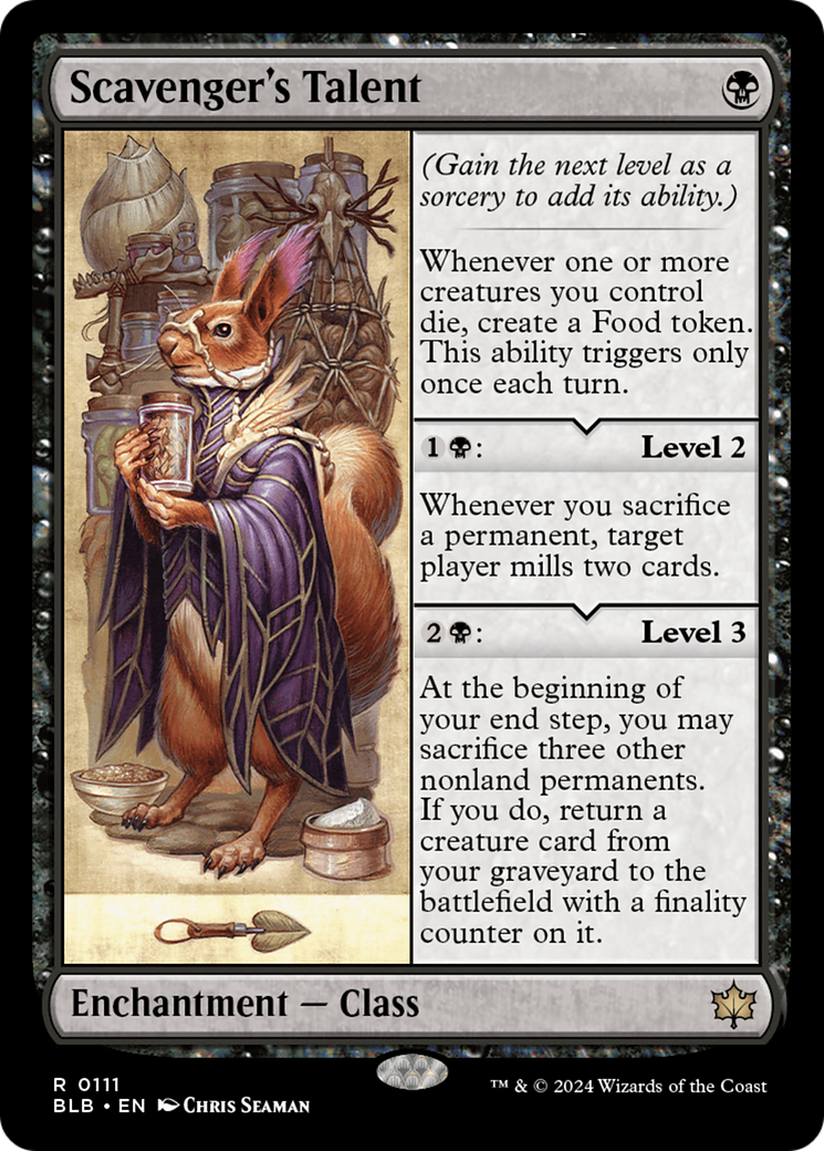 Scavenger's Talent - Rare Enchantment — Class card from Bloomburrow
