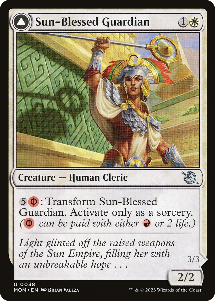 Sun-Blessed Guardian // Furnace-Blessed Conqueror - Uncommon Creature — Human Cleric card from March of the Machine