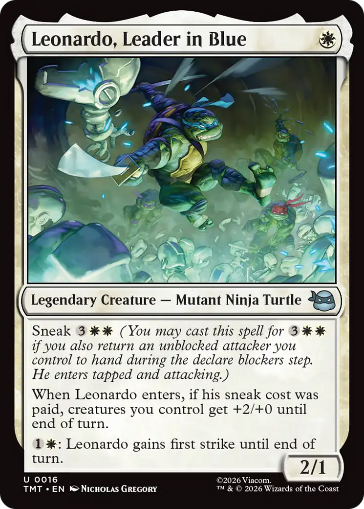 Leonardo, Leader in Blue - Uncommon Legendary Creature — Mutant Ninja Turtle card from Teenage Mutant Ninja Turtles