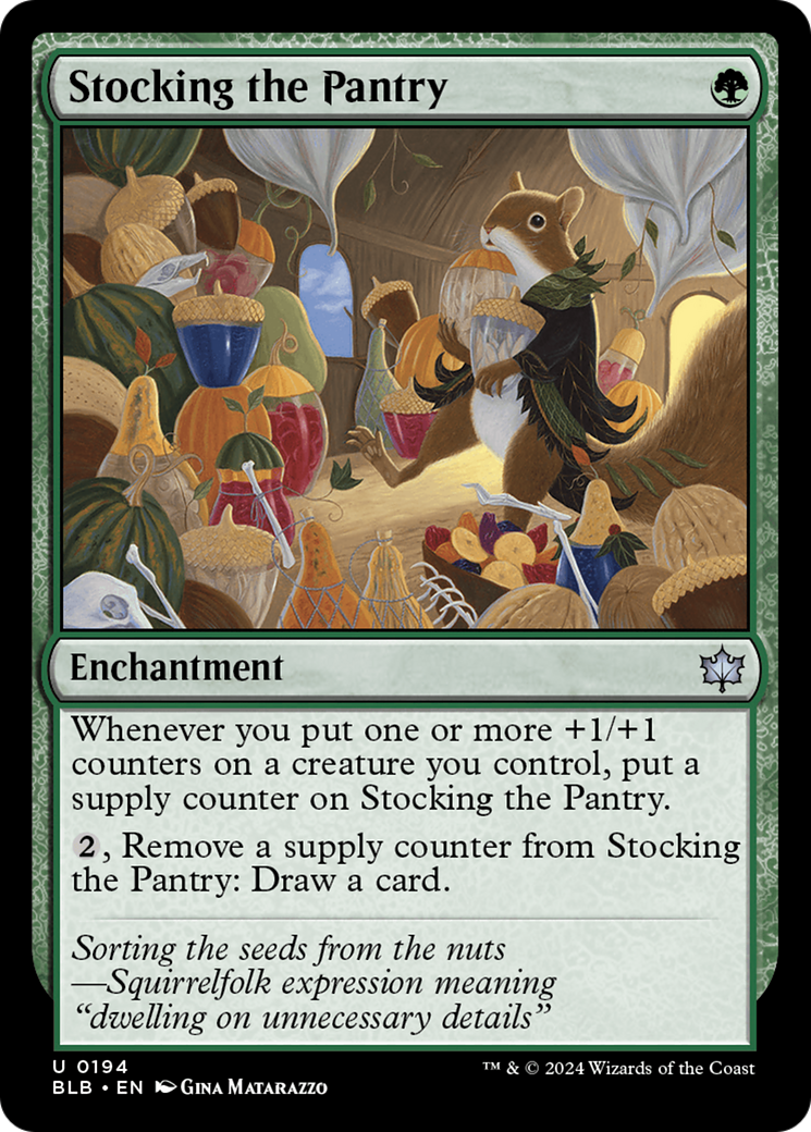 Stocking the Pantry - Uncommon Enchantment card from Bloomburrow