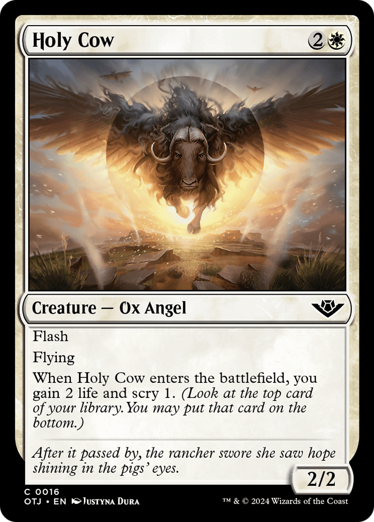 Holy Cow - Common Creature — Ox Angel card from Outlaws of Thunder Junction