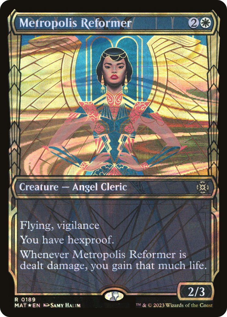 Metropolis Reformer - Rare Creature — Angel Cleric card from March of the Machine: The Aftermath