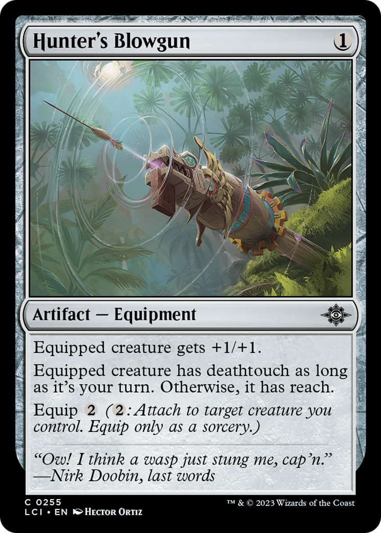 Hunter's Blowgun - Common Artifact — Equipment card from The Lost Caverns of Ixalan