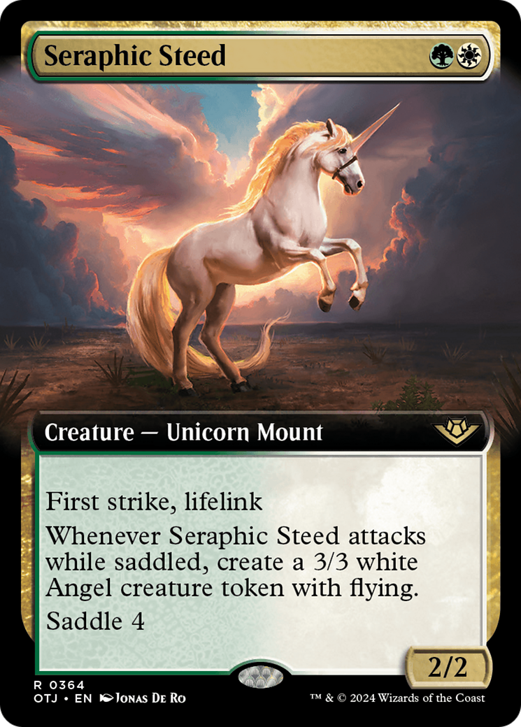 Seraphic Steed - Rare Creature — Unicorn Mount card from Outlaws of Thunder Junction