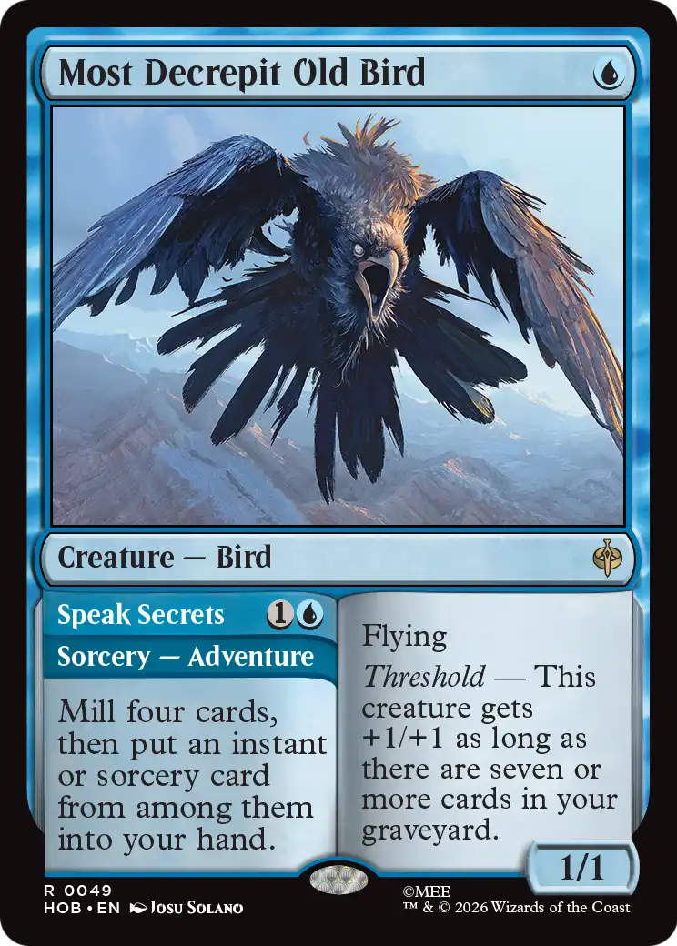 Most Decrepit Old Bird // Speak Secrets - Rare Sorcery — Adventure card from The Hobbit