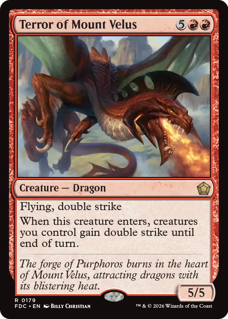 Terror of Mount Velus - Rare Creature — Dragon card from Foundations Commander