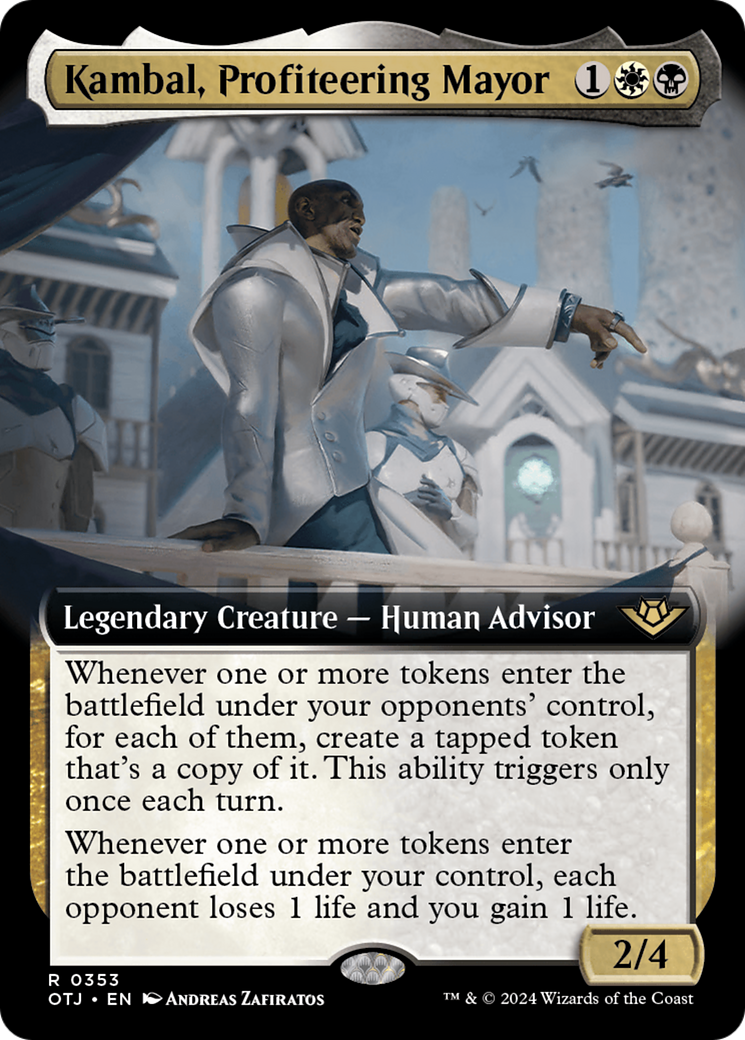 Kambal, Profiteering Mayor - Rare Legendary Creature — Human Advisor card from Outlaws of Thunder Junction