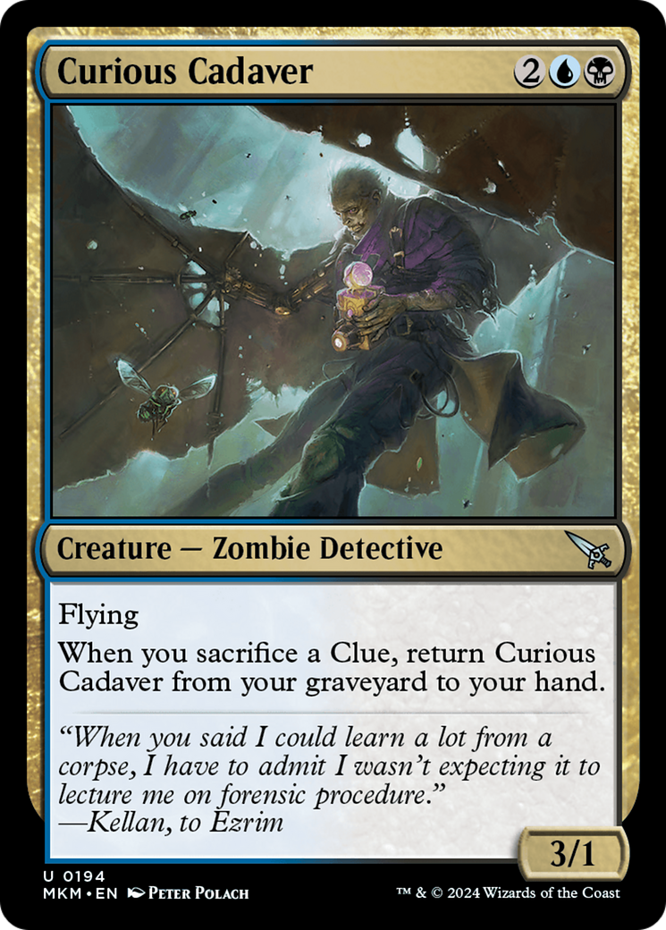Curious Cadaver - Uncommon Creature — Zombie Detective card from Murders at Karlov Manor