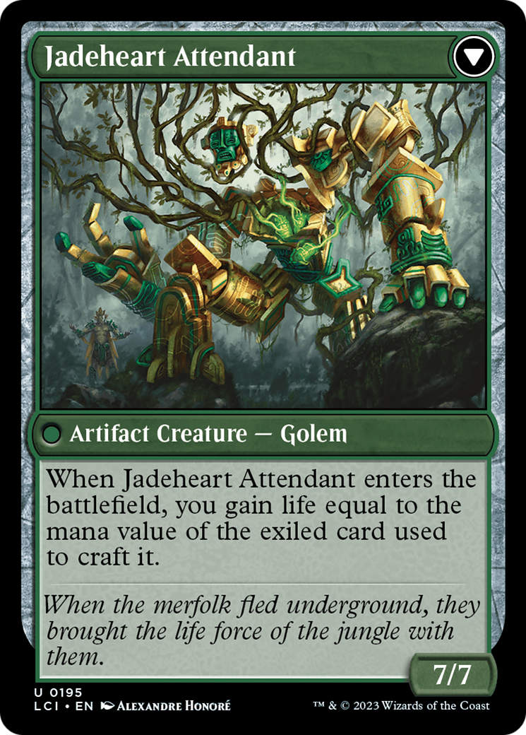 Back face of Jade Seedstones // Jadeheart Attendant - Artifact card