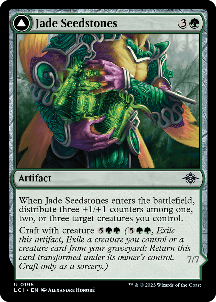 Jade Seedstones // Jadeheart Attendant - Uncommon Artifact card from The Lost Caverns of Ixalan