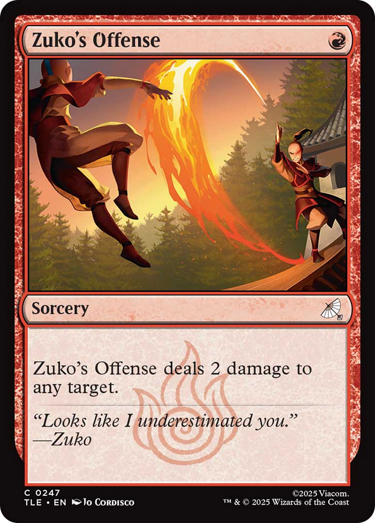 Zuko's Offense - Common Sorcery card from Avatar: The Last Airbender Eternal