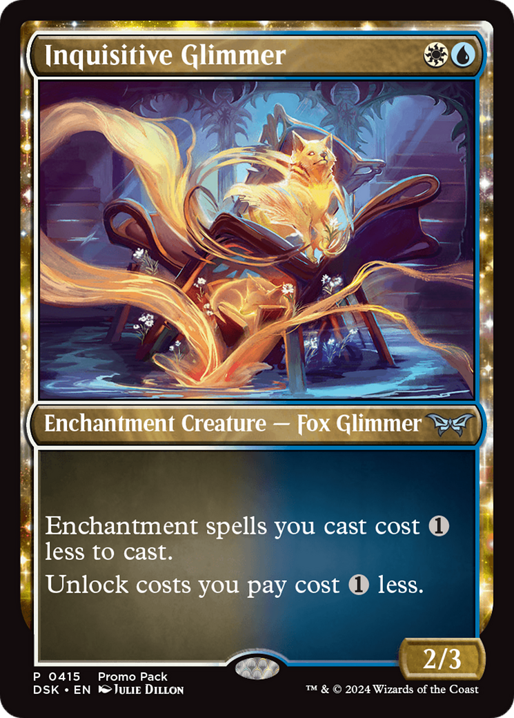 Inquisitive Glimmer - Uncommon Enchantment Creature — Fox Glimmer card from Duskmourn: House of Horror