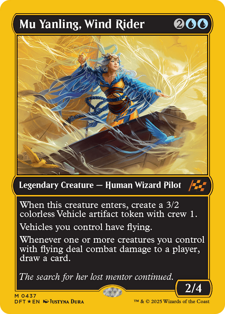 Mu Yanling, Wind Rider - Mythic Legendary Creature — Human Wizard Pilot card from Aetherdrift