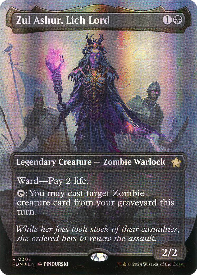 Zul Ashur, Lich Lord - Rare Legendary Creature — Zombie Warlock card from Foundations