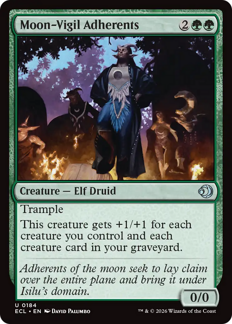 Moon-Vigil Adherents - Uncommon Creature — Elf Druid card from Lorwyn Eclipsed