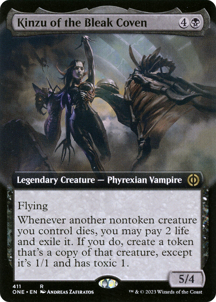 Kinzu of the Bleak Coven - Rare Legendary Creature — Phyrexian Vampire card from Phyrexia: All Will Be One