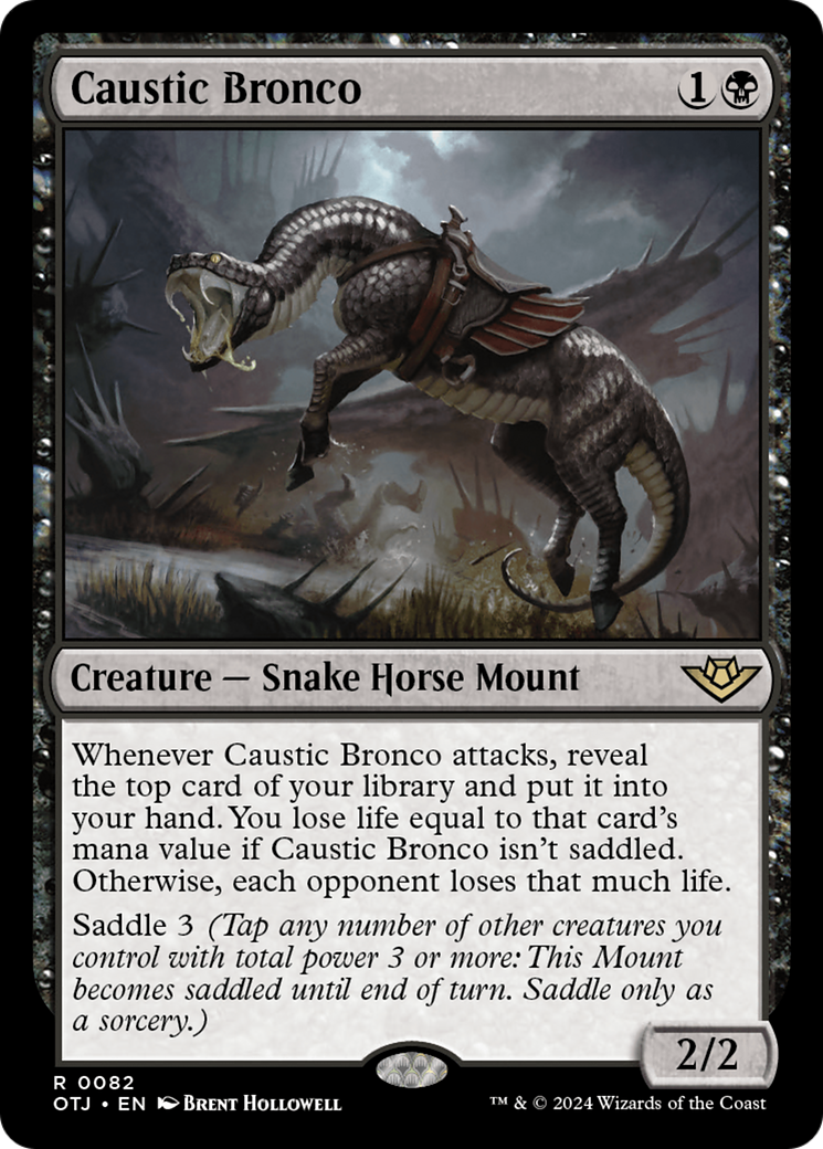 Caustic Bronco - Rare Creature — Snake Horse Mount card from Outlaws of Thunder Junction