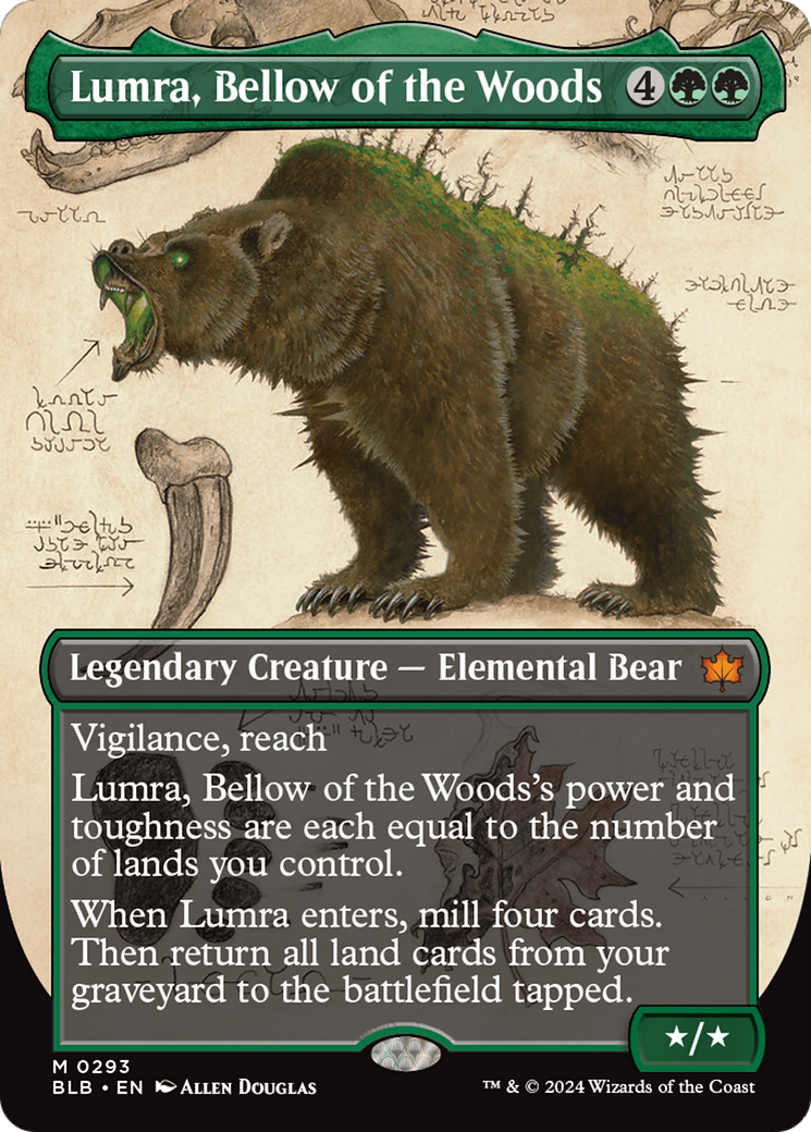 Lumra, Bellow of the Woods - Mythic Legendary Creature — Elemental Bear card from Bloomburrow