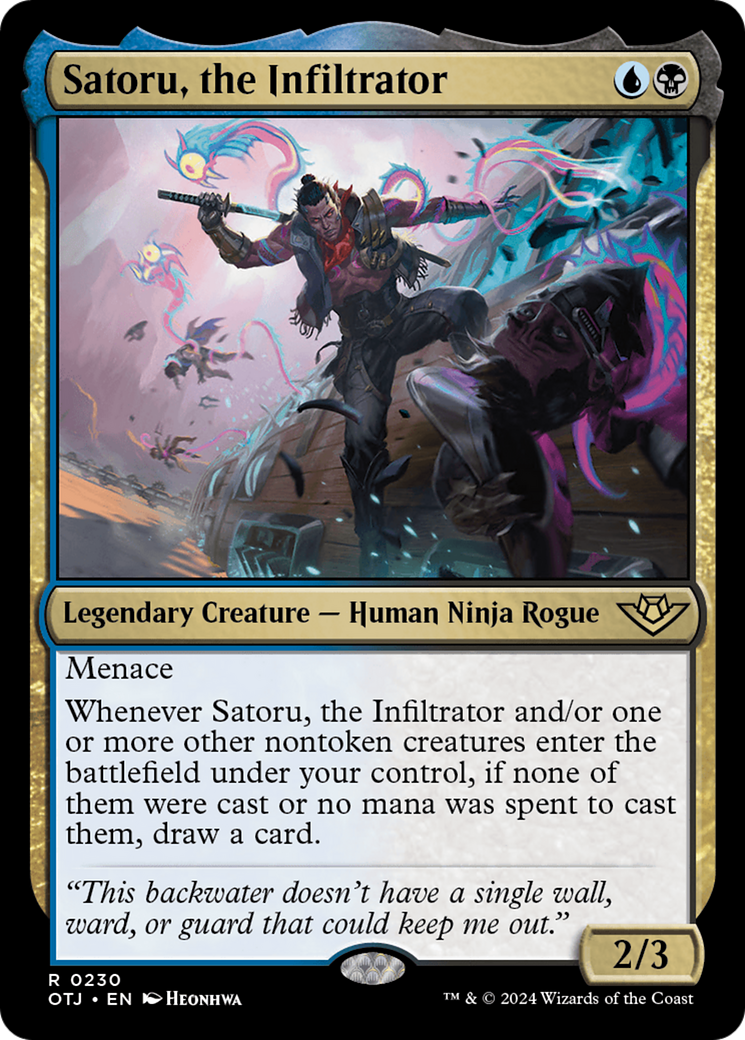 Satoru, the Infiltrator - Rare Legendary Creature — Human Ninja Rogue card from Outlaws of Thunder Junction