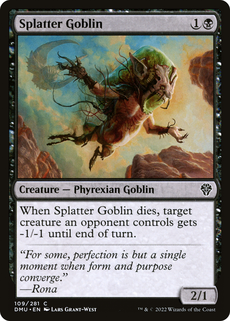 Splatter Goblin - Common Creature — Phyrexian Goblin card from Dominaria United