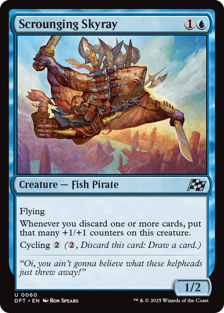 Scrounging Skyray - Uncommon Creature — Fish Pirate card from Aetherdrift