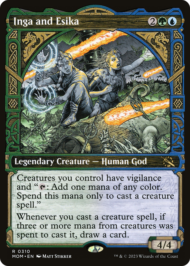 Inga and Esika - Rare Legendary Creature — Human God card from March of the Machine