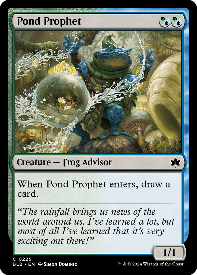 Pond Prophet - Common Creature — Frog Advisor card from Bloomburrow