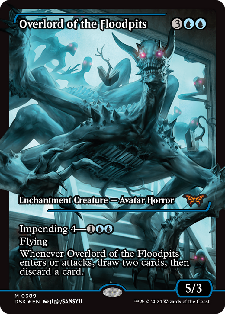 Overlord of the Floodpits - Mythic Enchantment Creature — Avatar Horror card from Duskmourn: House of Horror