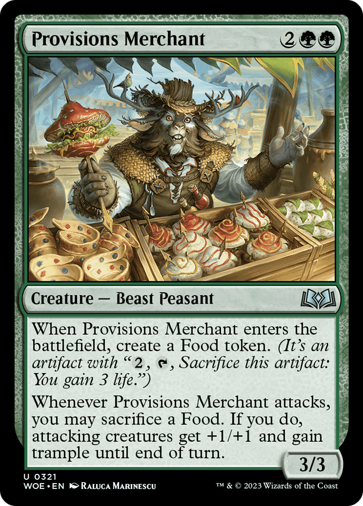Provisions Merchant - Uncommon Creature — Beast Peasant card from Wilds of Eldraine