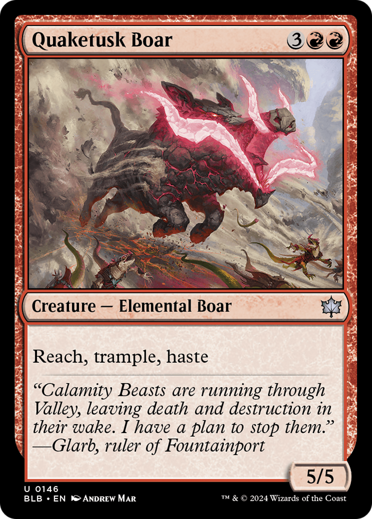 Quaketusk Boar - Uncommon Creature — Elemental Boar card from Bloomburrow
