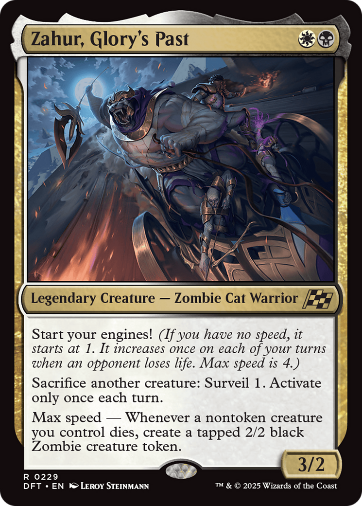 Zahur, Glory's Past - Rare Legendary Creature — Zombie Cat Warrior card from Aetherdrift